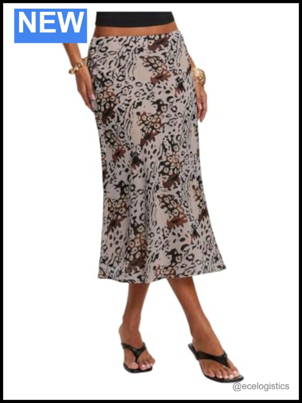 Women's Leopard Print Fishtail Midi Skirt Y2K Low Rise Elastic Waist